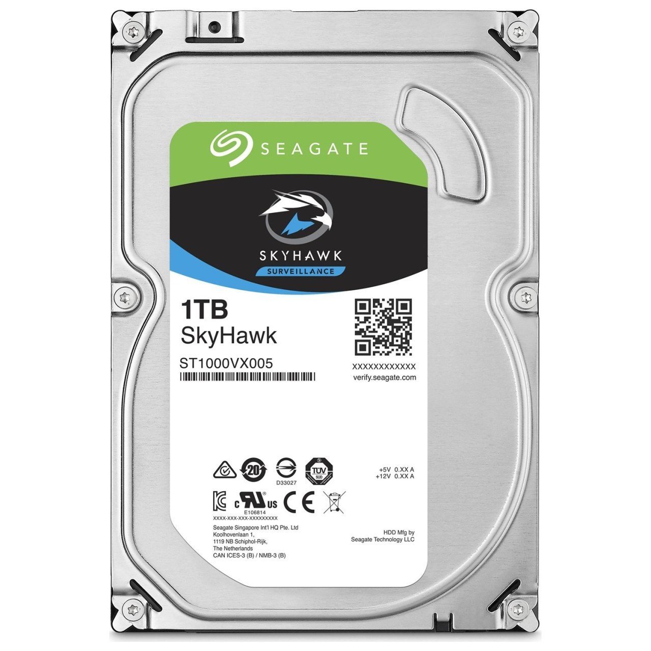 Seagate Skyhawk 3.5'' 1TB Sata 3.0 64MB 180Mb/s 5900Rpm 64HD Kamera 180TB/Yil Isyükü 7/24 Güvenlik Diski ST1000VX005