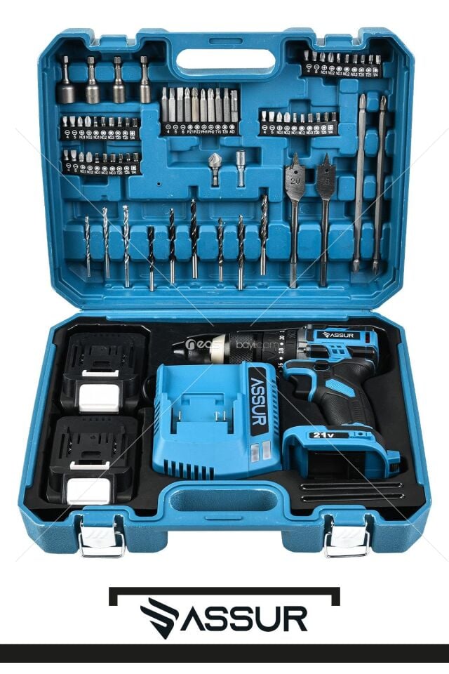 Pro 21V Çift Akülü Vidalama Çelik Mandren Kömürsüz Motor Darbeli Şarjlı Matkap