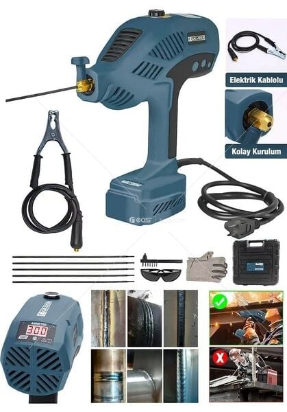 TABANCA KAYNAK Profesyonel 300 Amper Çift Kartlı Turbo Soğutma El Tipi İnvertör Tabanca Elektrotlu