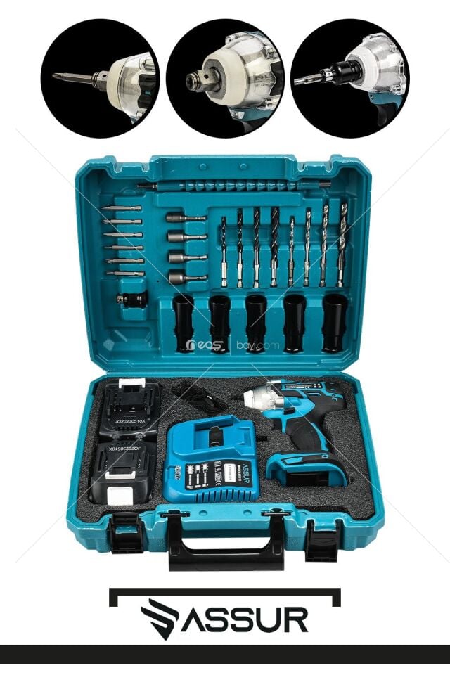 Assur 21V Çift Akü Kömürsüz Darbeli Vidalama 450Nm Somun Sıkma Sökme Matkap