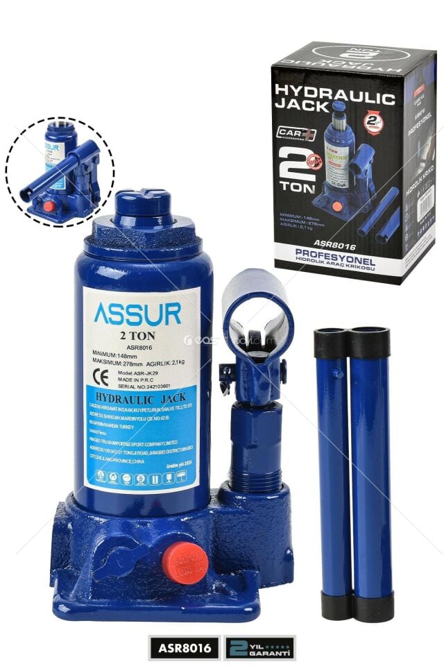 Assur 2 Ton Oto Kriko Araç Kaldırma Krikosu Şişe Kriko Hidrolik Kaldırma