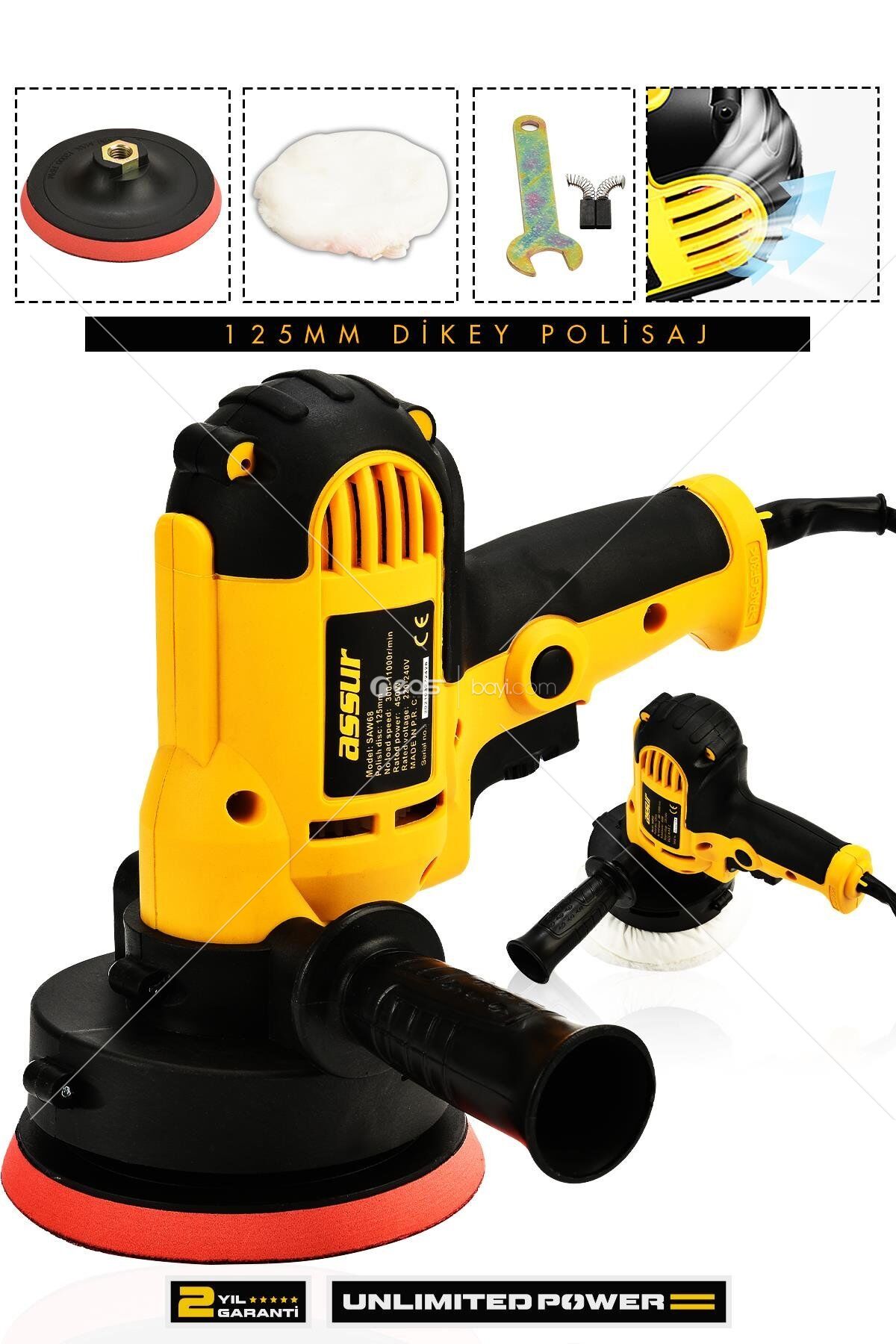 Assur 450W Elektrikli 125MM Dikey Polisaj Zımpara Makinesi