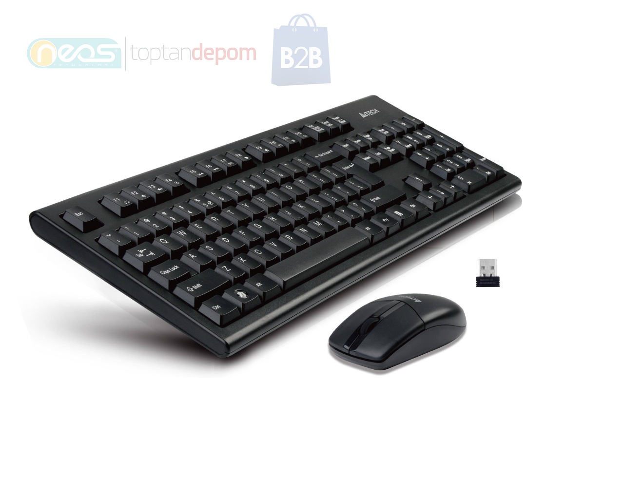 A4 TECH 4100 2.4Ghz Nano Kablosuz SET (Q Türkçe Multimedya Klavye + Optik Mouse)