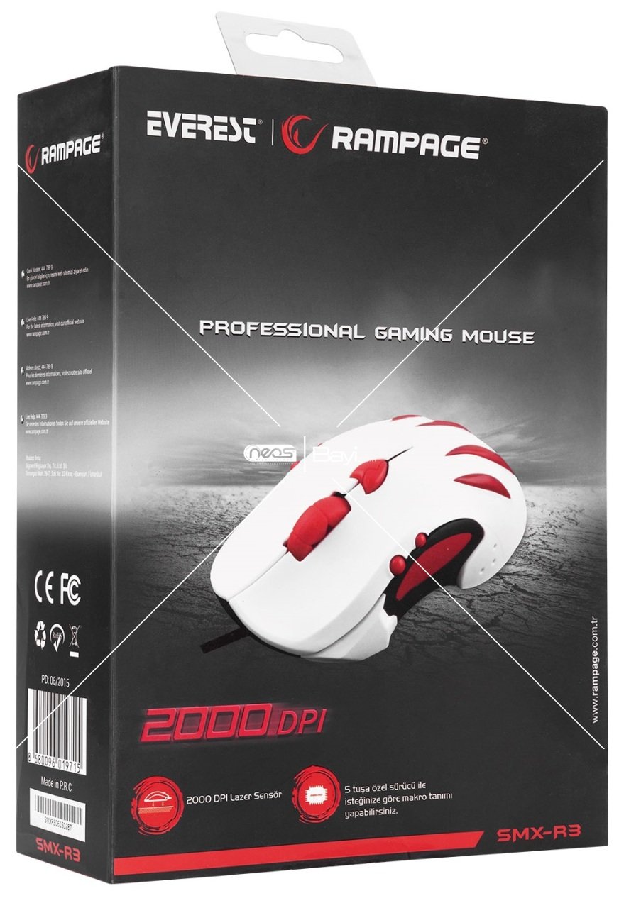 Rampage SMX-R3 Usb Beyaz Makrolu Oyuncu Mouse