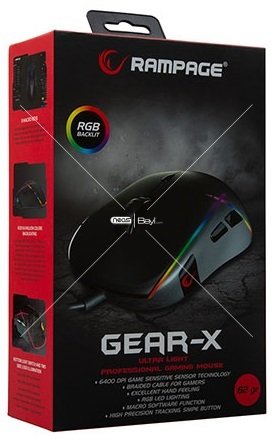 Rampage SMX-R115 GEAR-X 6400dpi Hareketli RGB Işıklı 9 Adet Makro Tuşlu Gaming Oyuncu Mouse