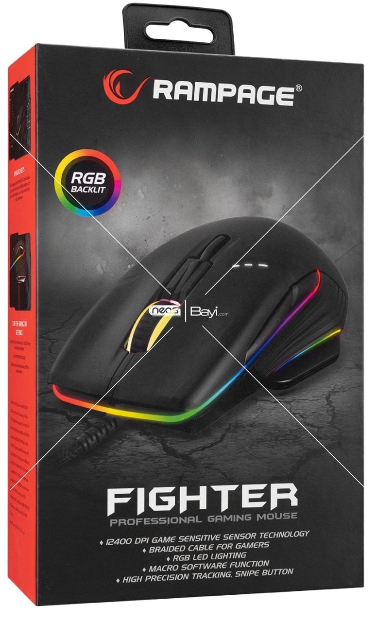 Rampage SMX-R19 FIGHTER 12400dpi RGB Ledli Profesyonel Gaming Oyuncu Mouse