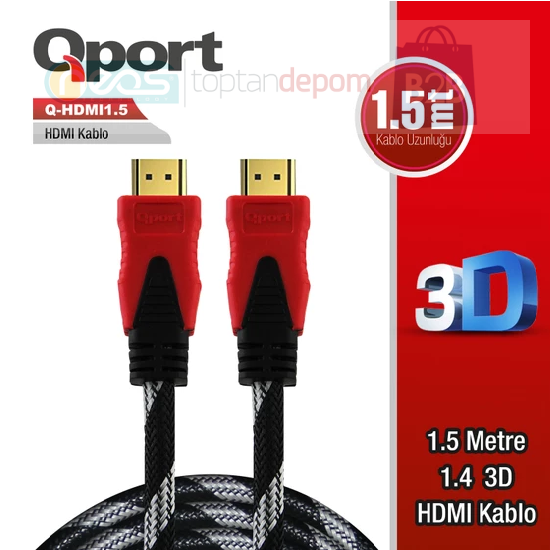 Qport HDMI to HDMI 1.5 M Altın Uçlu Kablo