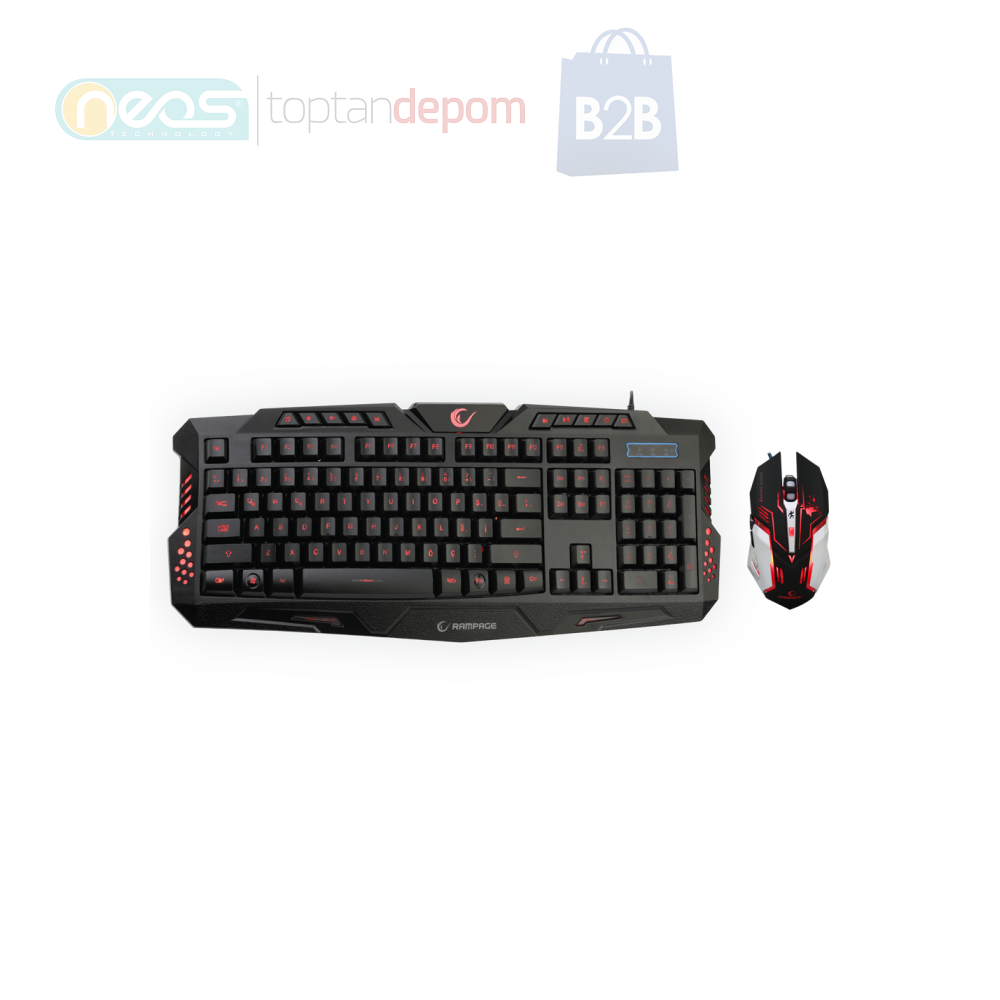 Rampage KM-R77 Siyah Usb 3 Farklı Ledli Gaming Q Multimedia Klavye + Mouse Set