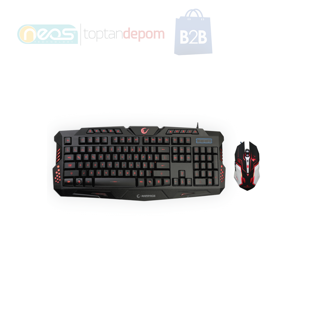 Rampage KM-R77 Siyah Usb 3 Farklı Ledli Gaming Q Multimedia Klavye + Mouse Set
