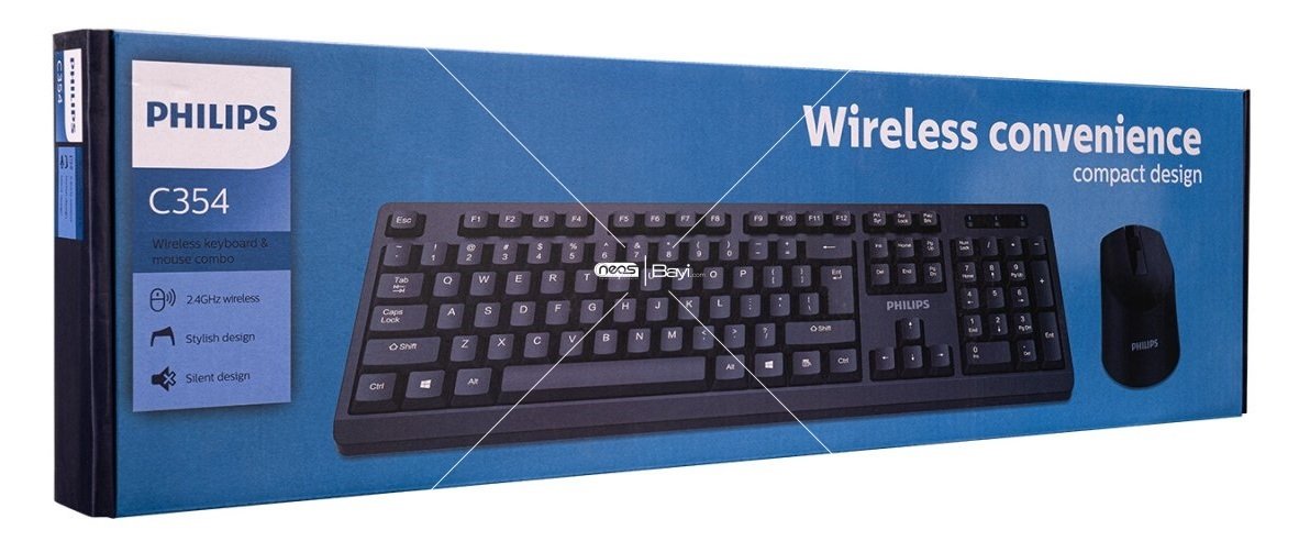 Philips SPT6354 Siyah Kablosuz Q Standart Klavye + Mouse Set