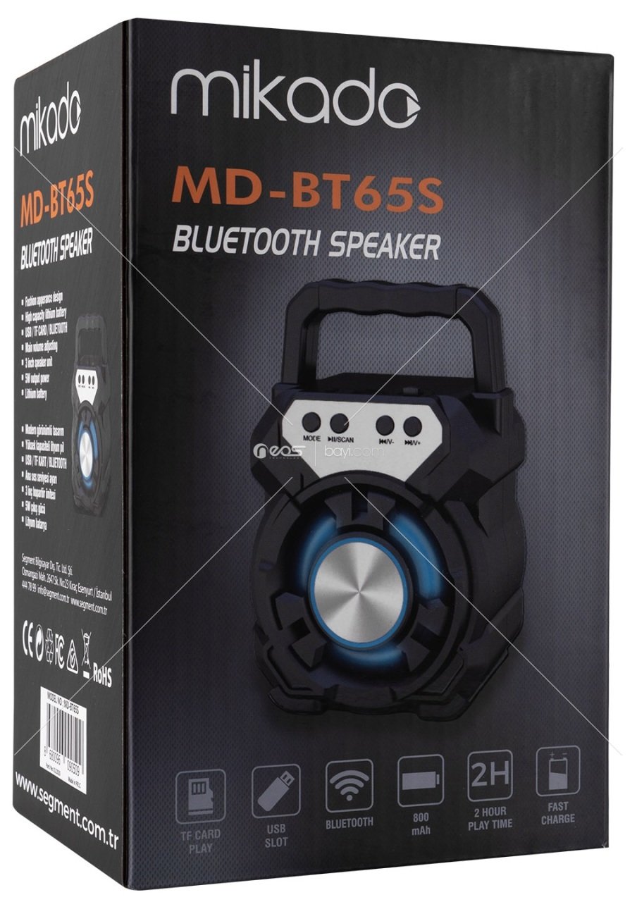 Mikado MD-BT65S 5W 800mAh 3.7V Siyah USB/TF Cart / Bluetooth Taşınabilir Speaker