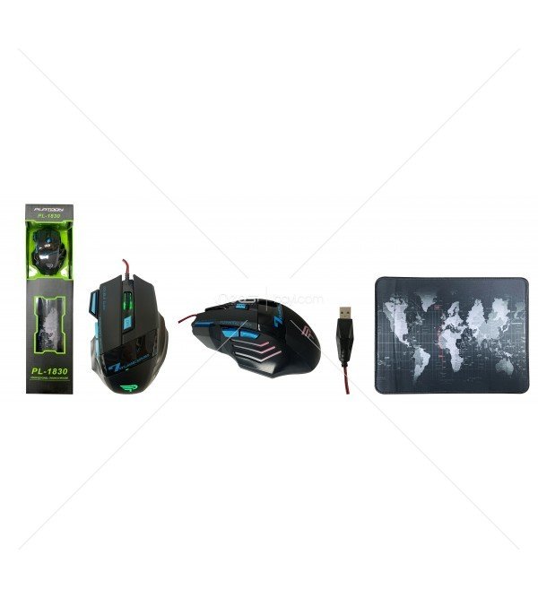 PL-1830 USB IŞIKLI OYUNCU MOUSE+MOUSEPAD