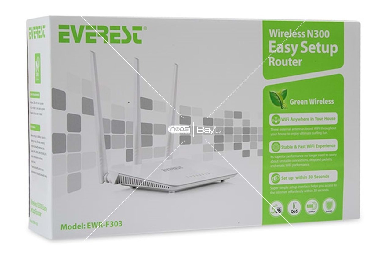 Everest EWR-F303 2.4GHz 300Mbps 1Wan + 3Lan Portlu Wireless Router