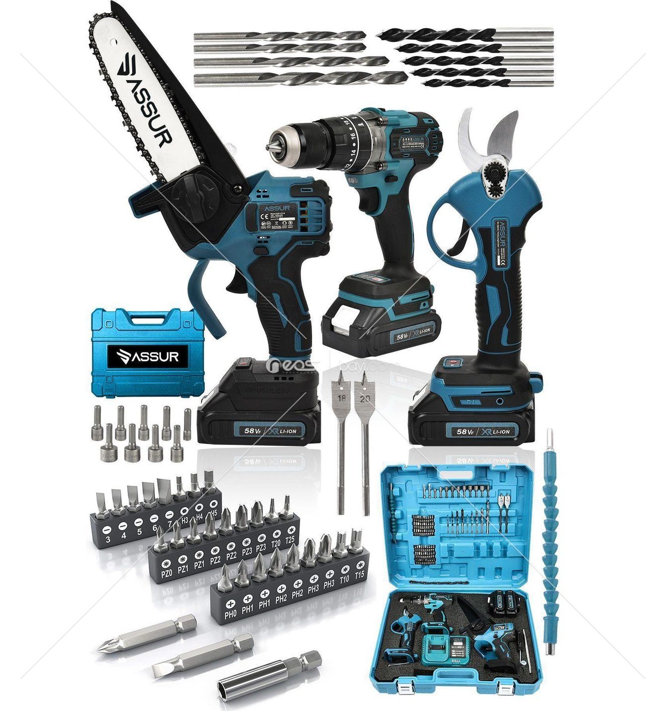 3 lü Set XR LI-ION Batarya Kömürsüz Motor Çift Akülü Şarjlı Matkap Şarjlı