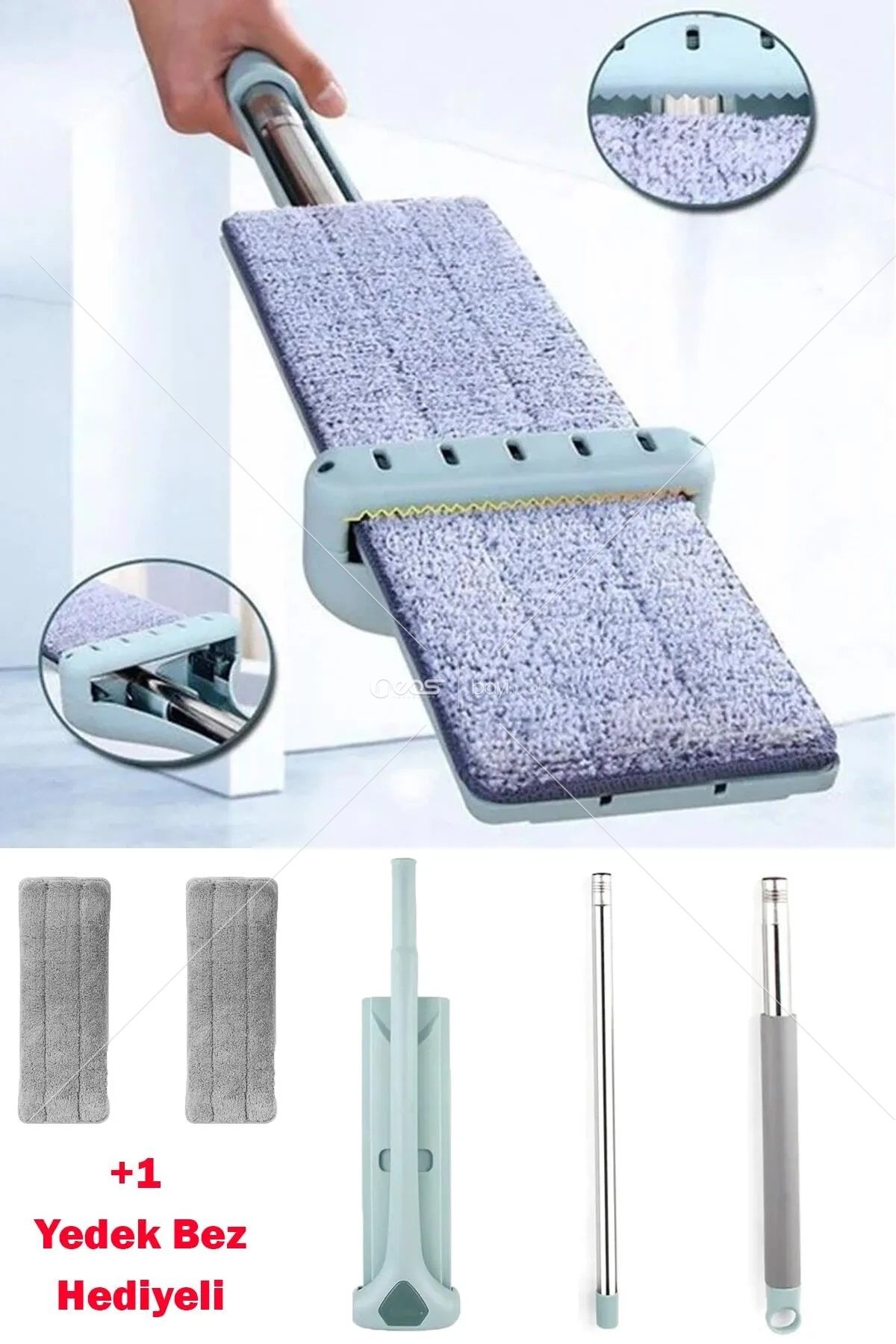 Kendinden Sıkmalı Handy Mop Kovasız Tablet Mop +1 Yedek Bez Hediyeli