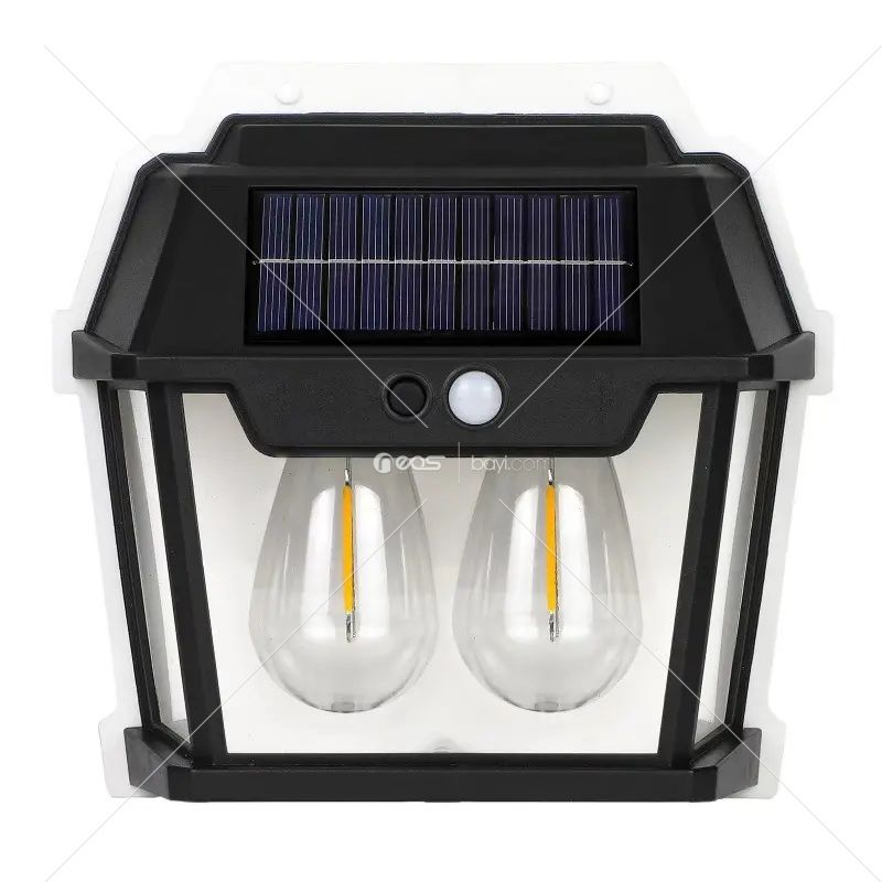 Hareket Sensörlü ÇİFT 18W Güneş Enerjili Dış Mekan Aydınlatması, Güneş Enerjili Tungsten Ampul Işık
