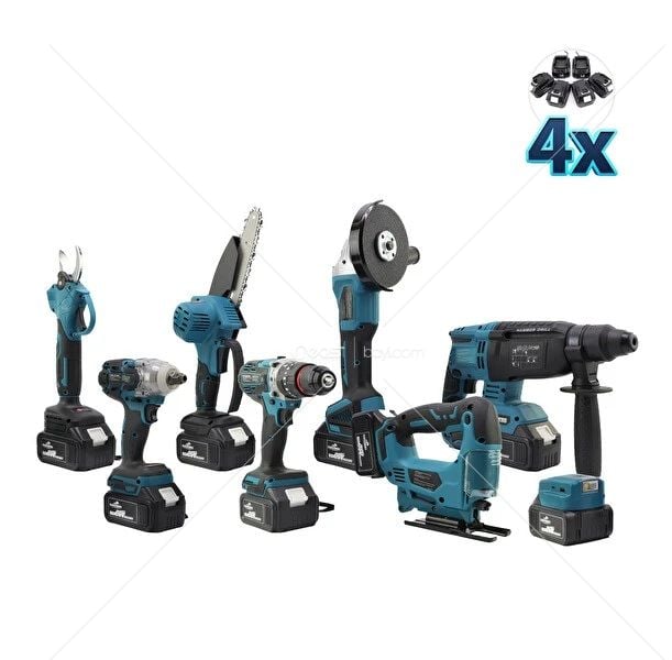 CHELİK BEİ Dawreek 8'li Set DBML (Şarjlı Hilti-Şarjlı Spral-Somun Sıkma-Çelik Mandren-Şarjlı Dekupaj-Budama Testeresi-Bağ Makası)