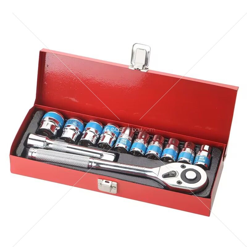 Yüksek Kaliteli 12 Parça El Aleti Seti Araba Tamircisi Cırcır Soket Anahtarı Alet Seti Saplı