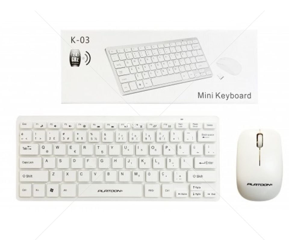 K03 Beyaz Klavye Mouse SET MİNİ TV UYUMLU