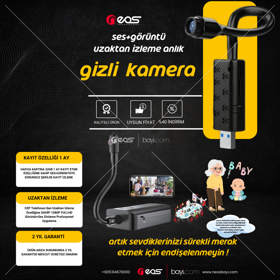 Uzaktan İzleme Özellik+SES+Görüntü FULLHD Görüntü PC Aktarım Aparatı 2 Yıl Garantili Powerbank ile Çalışma Özelliğine SAHİP