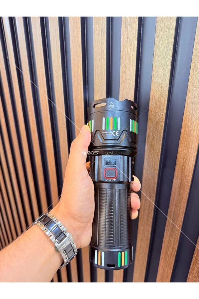 Powerdex Pd-12800 Su Geçirmez 45 Watt 4500 Lümen Süper Güçlü Led Profesyonel Şarjlı El Feneri Siyah