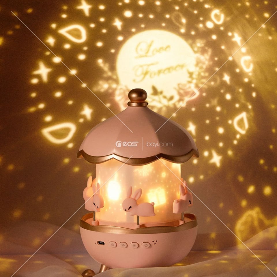 Çocuklar hediye taşınabilir şarj edilebilir projektör gece lambası 360 derece döner BT hoparlör başucu romantik müzik uyku projeksiyon lambası