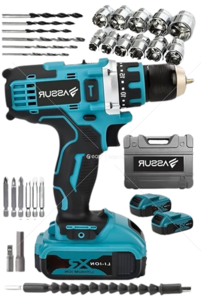Assur ASR092 Plus 5 Ah Li SJS Çift Akülü 24 Parça Setli Matkap