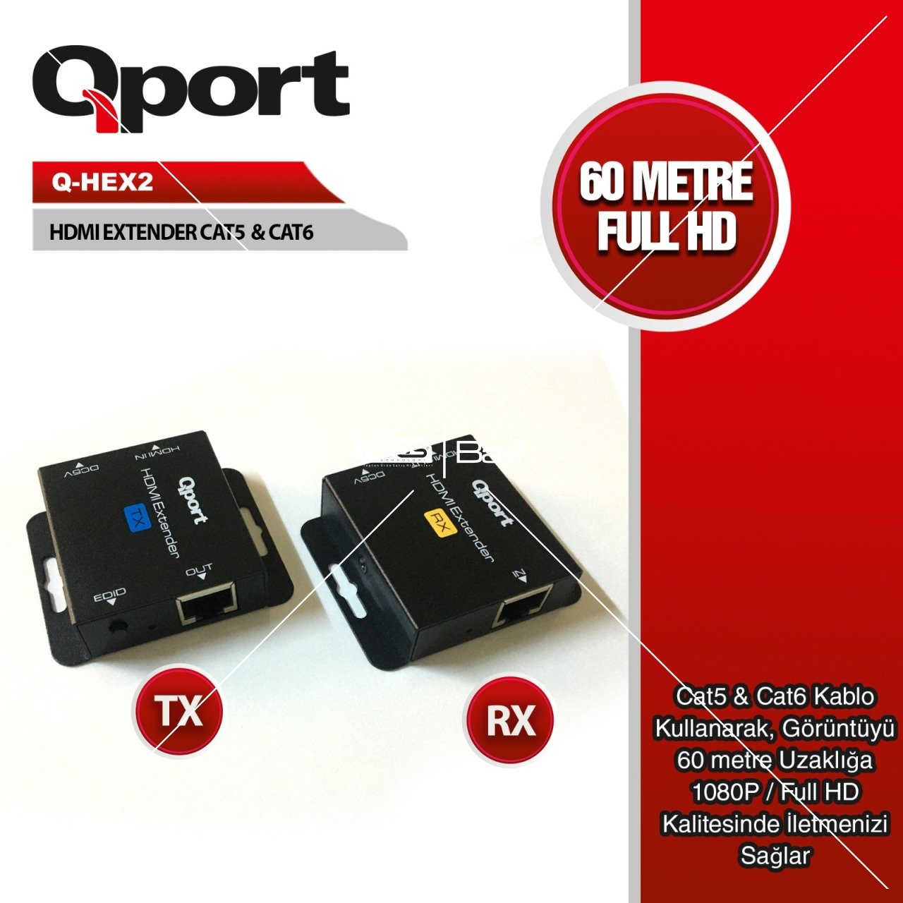 Q-HEX2 HDMİ Extender 60M CAT5&CAT6 2PCS