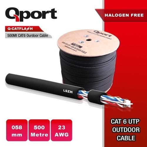 QPort Q-CATFLASH LSZH 500m Yüks.Hız CAT6 UTP Outdoor Yanmaz Kablo