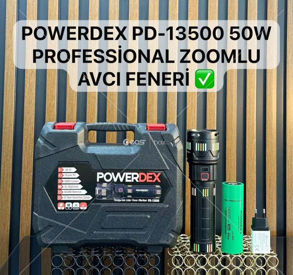 POWERDEX Pd-13500 Profesyonel Büyük Avcı Feneri 50w 5000 Lümen Zoomlu