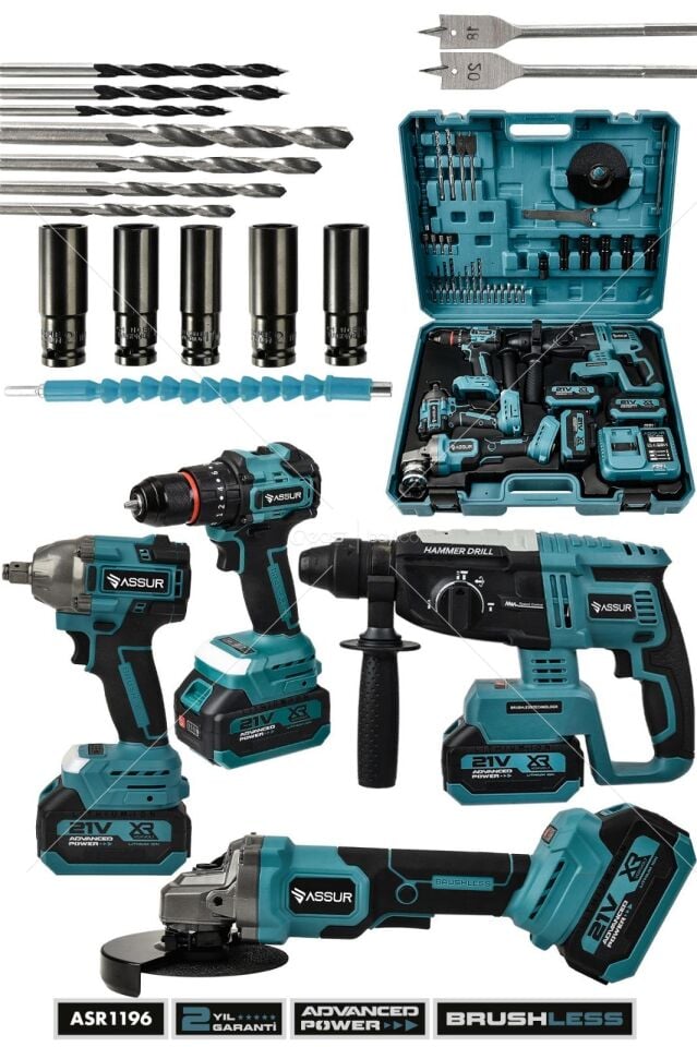 ASSUR PRO4LÜ SET SÖKMELİ FULLSET 13MM 8C MATKAP HİLTİ SPİRAL TORK 3 BATARYA(Kopya)