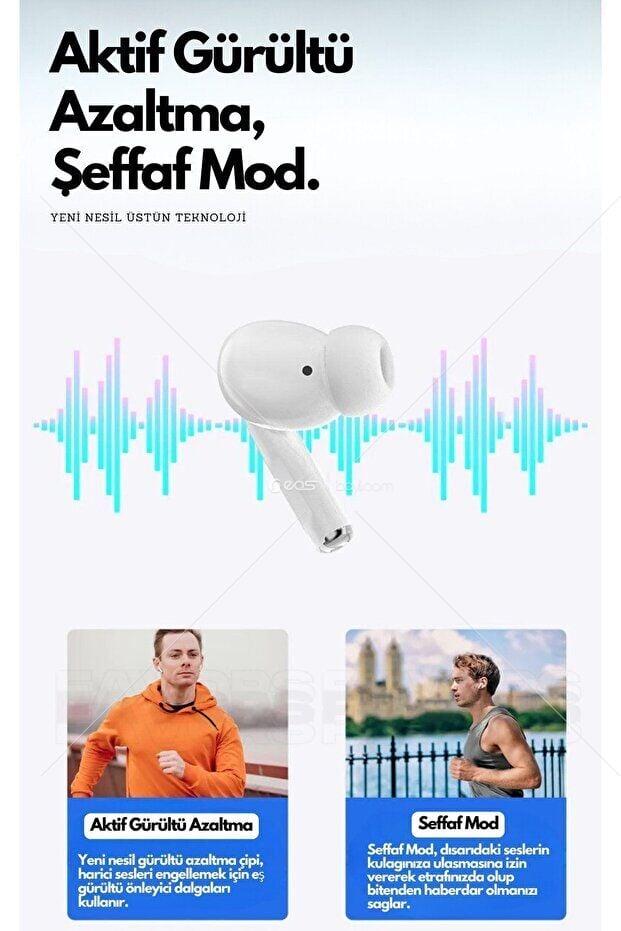 ANC Akıllı Ekranlı Bluetooth Kulaklık | ANC/ENC | H2 Chip | Type-C Şarj | Dokunmatik Kontrol