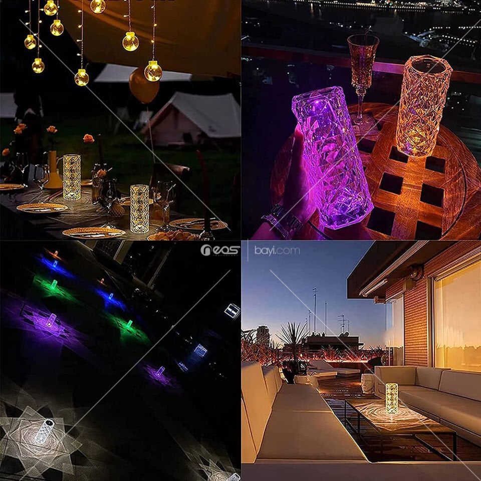 Modern Romantik Masa Üstü İç Mekan Gül-16 Renk Değiştiren RGB Dekoratif Dokunmatik Lamba