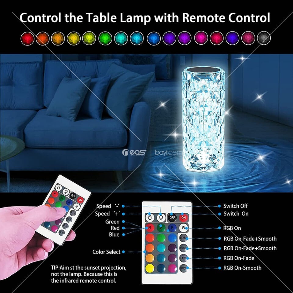 Modern Romantik Masa Üstü İç Mekan Gül-16 Renk Değiştiren RGB Dekoratif Dokunmatik Lamba