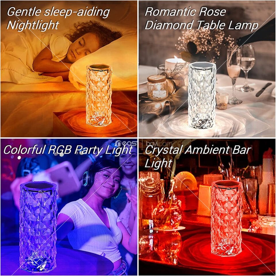 Modern Romantik Masa Üstü İç Mekan Gül-16 Renk Değiştiren RGB Dekoratif Dokunmatik Lamba