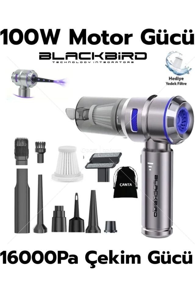 BLAKCBIRD 16000PA ÇEKİM GÜCÜ 100W SÜPER SÜPÜRGE  MAVİ