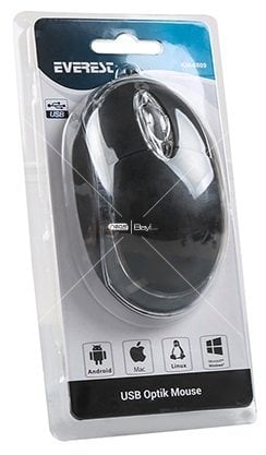 Everest KM-6809 Usb Siyah Mavi Işıklı Optik Mouse