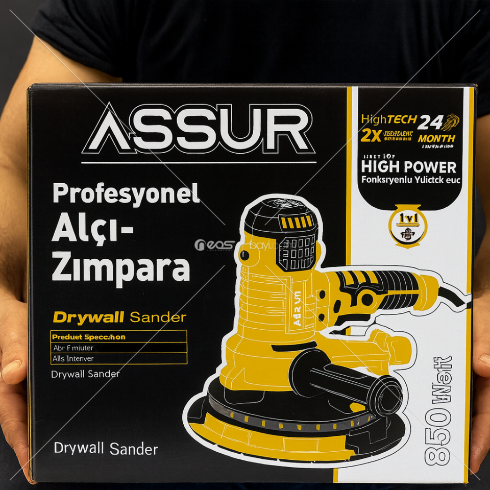Assur 360'Ledli 850W Pro Alçıpan Zımpara Makinası Toz Emmeli