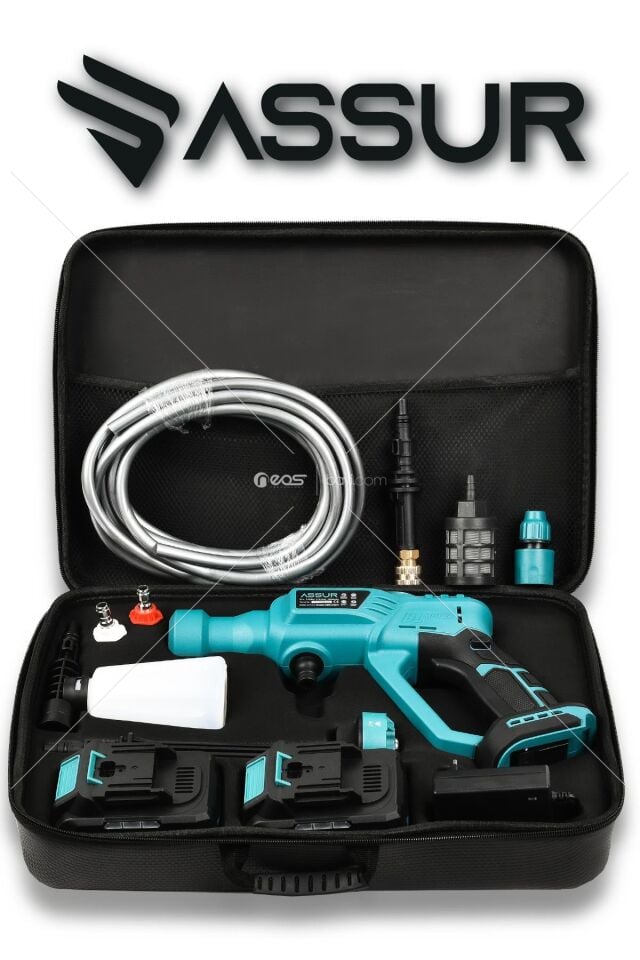 Assur 21V Kömürsüz Motor Yüksek Basınçlı Akülü Oto Araba Yıkama Makinesi Şarjlı