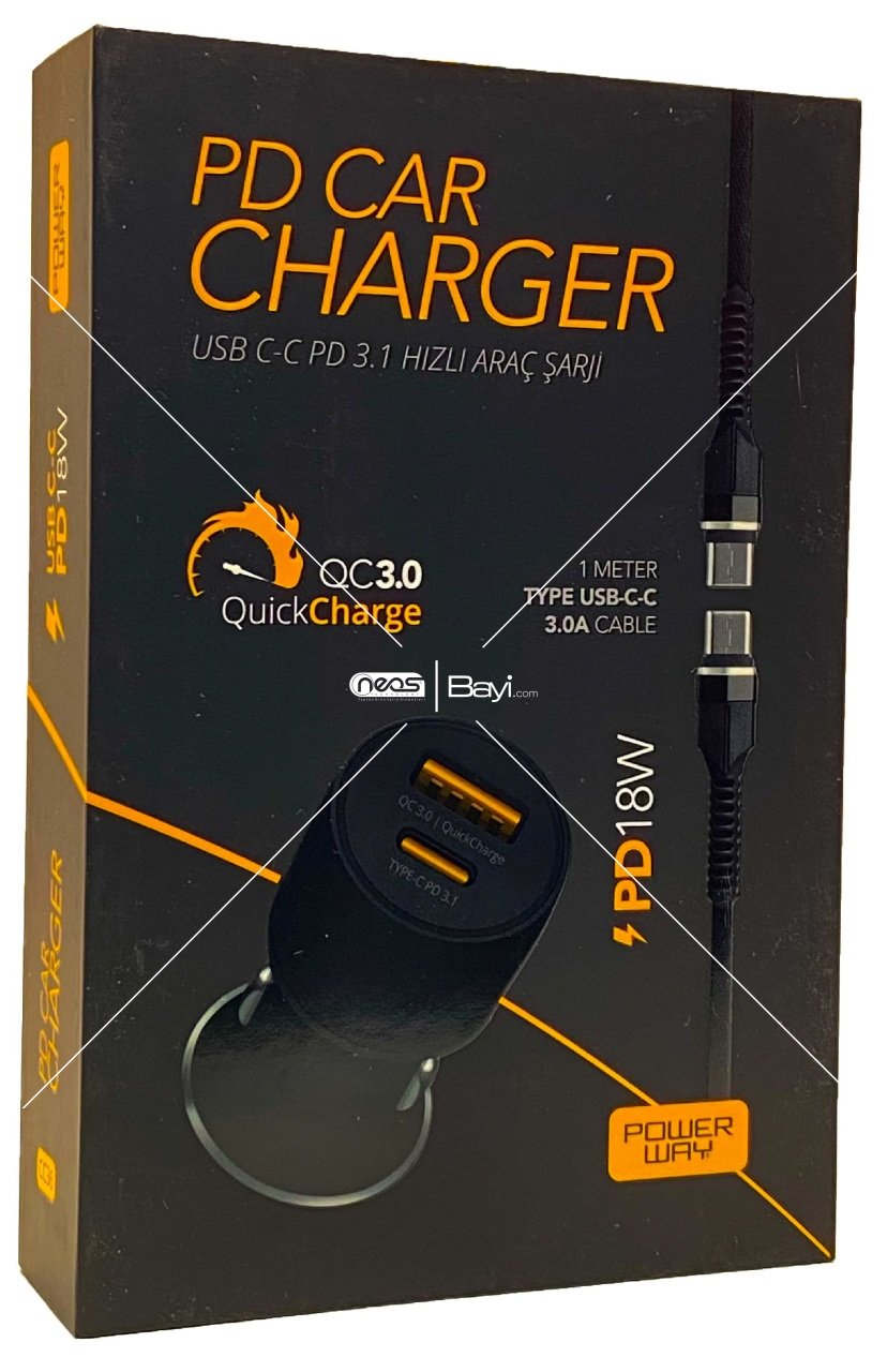 CC36 18W 3.0 Yüksek Hızlı Şarj Powerway TYPE-C SET Metal