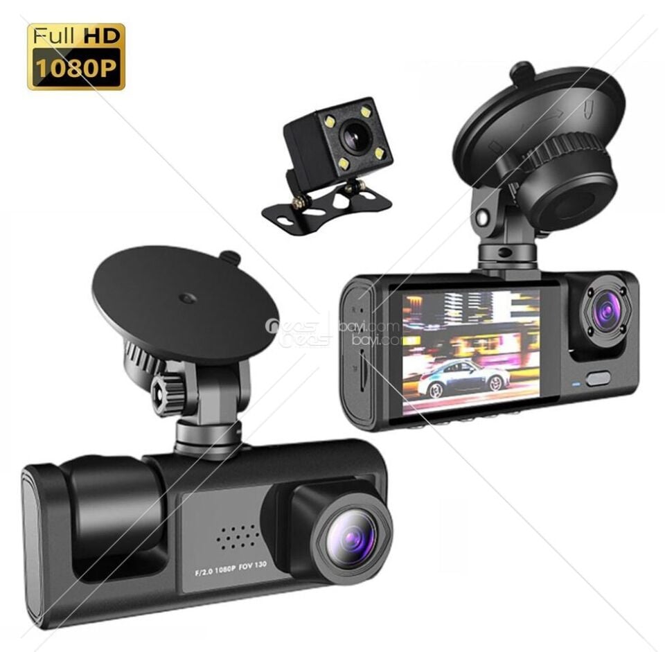 WİFİ ŞARJZLI Araç İçi Kamera 3 Kameralı (Yol + Araç İçi+ Arka) FHD Video Kayıt Mikrofonlu Türkçe