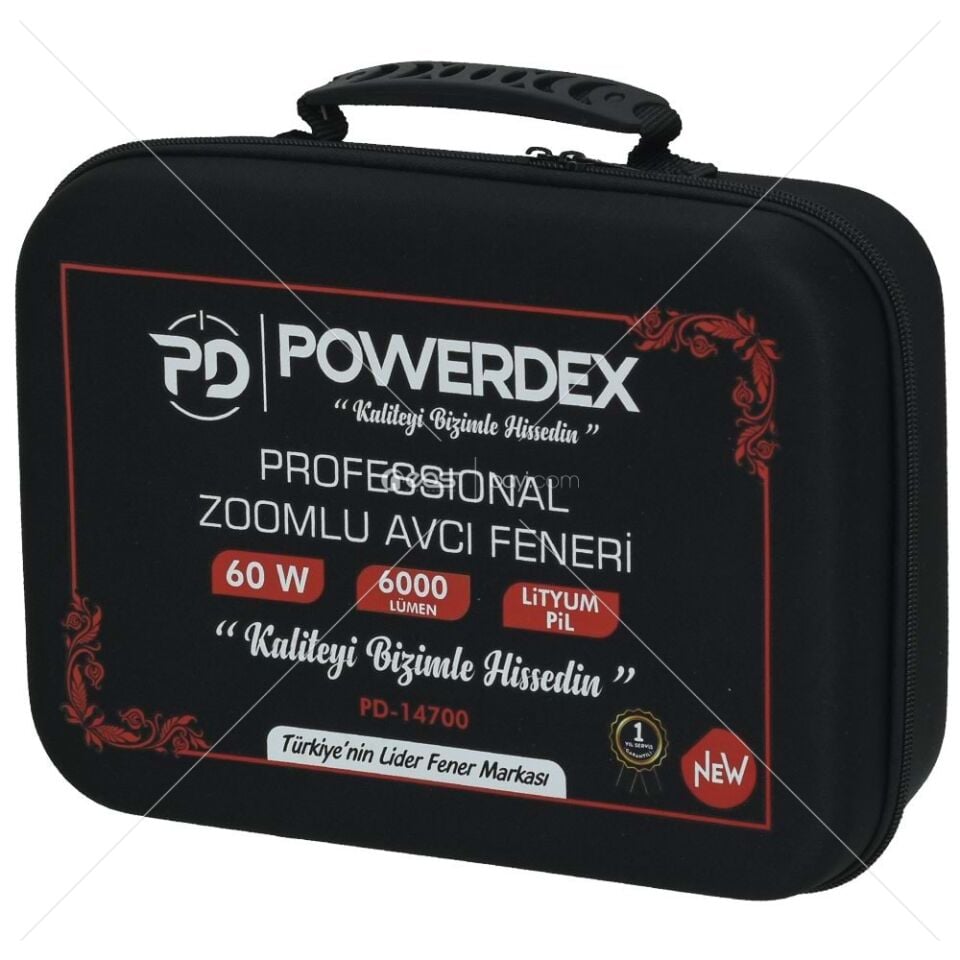 POWERDEX 60W Şarjlı Profesyonel Zoomlu Avcı Tüfek Feneri PD-14700