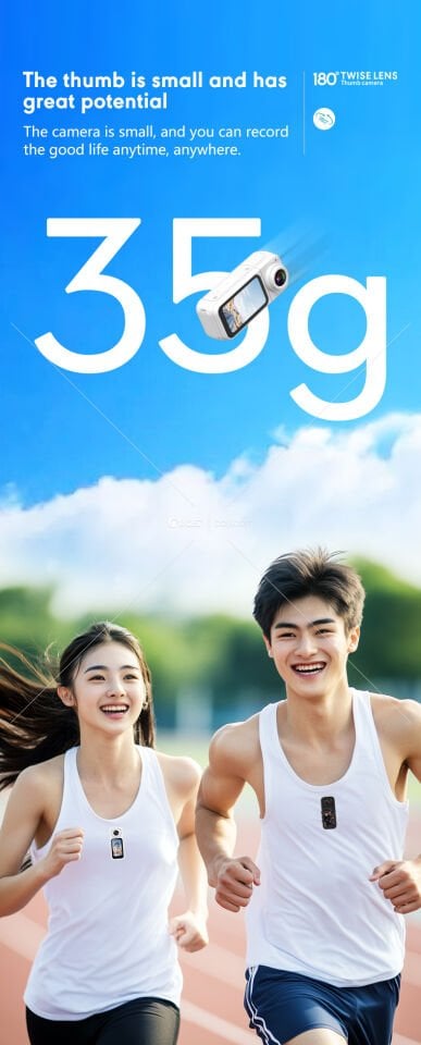 Manyetik başparmak eylem kamera 180 ° rotasyon Video 2.7K HD Video 1.47 HD ekran 35g Ultra hafif taşınabilir