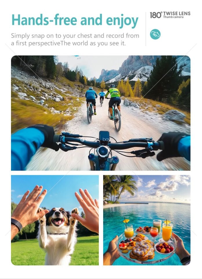 Manyetik başparmak eylem kamera 180 ° rotasyon Video 2.7K HD Video 1.47 HD ekran 35g Ultra hafif taşınabilir