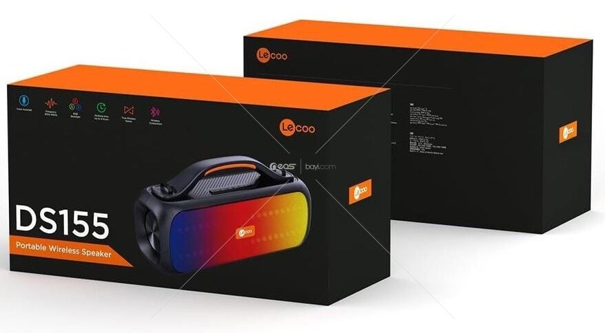Lenovo Lecoo DS155 TWS Stereo Boombox Taşınabilir Hoparlör 30W Kablosuz Bluetooth 5.0 RGB IPX5