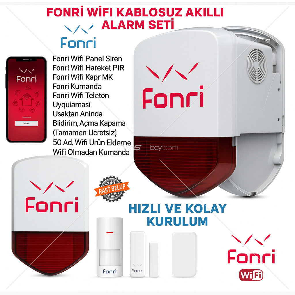 FONRİ WIFI KABLOSUZ ALARM SET AKILLI EV VE GÜVENLİK PAKETİ