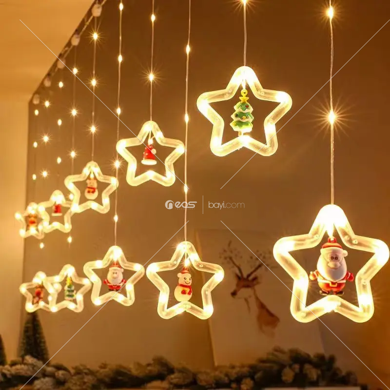 RC13622 LED Noel Işık Asılı Çelenk Işık Perdesi Işık Navidad 2024 Noel Dekorasyon