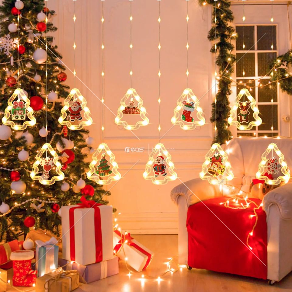 RC13622 LED Noel Işık Asılı Çelenk Işık Perdesi Işık Navidad 2024 Noel Dekorasyon