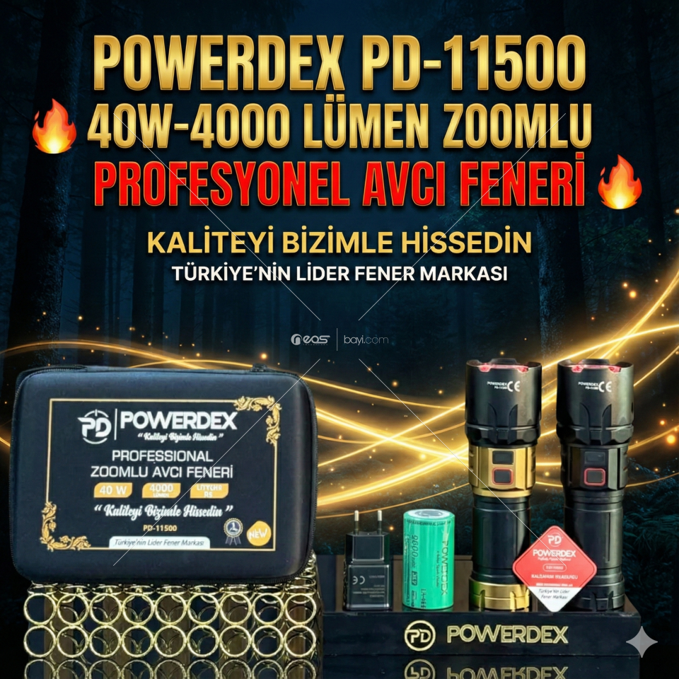 Powerdex PD-11500 40 Watt 4000 Lümen Profesyonel Avcı El Feneri