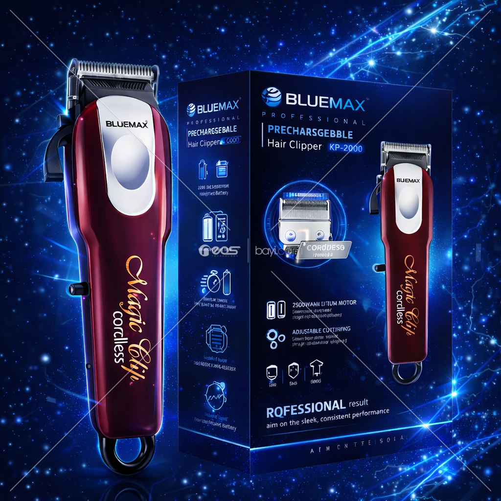 BLUEMAX KP-2090 Magic Clip Cordless Tıraş Makinesi Profesyonel Şarjlı Saç Sakal Tıraş Makinesi